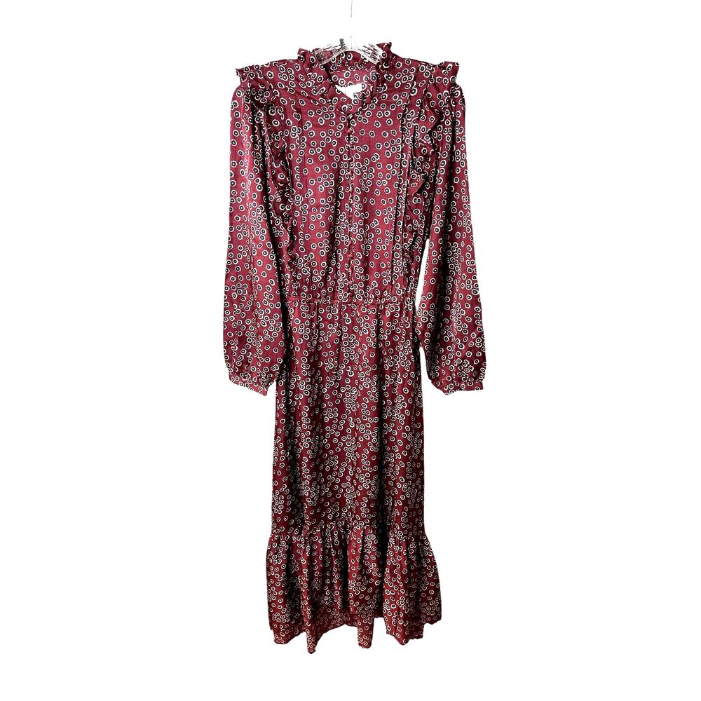 Outerknown Stardust Maxi Dress Floral Boho Long Sleeve V-Neck Flowy Midi